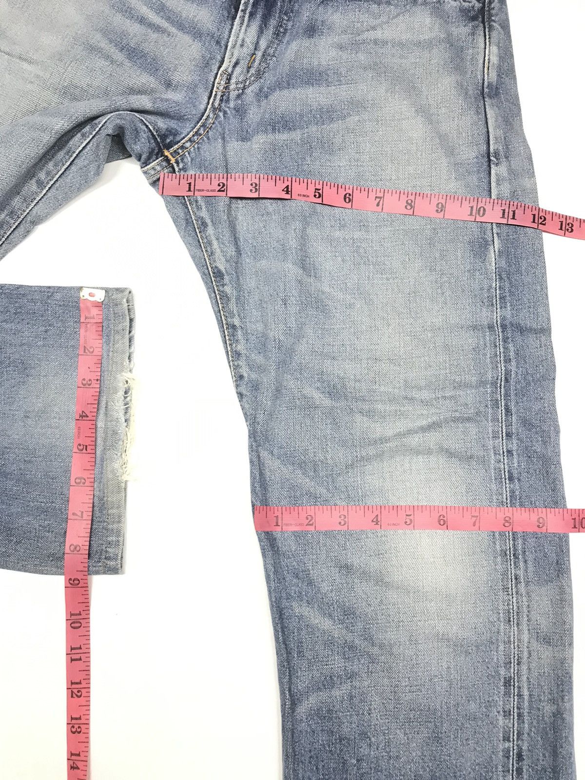 Japanese Brand × Vintage VINTAGE BAGGY SELVEDGE SOMETHING S505 BLUE WASH DISTRESSED Size US 26 / EU 42 - 19 Thumbnail