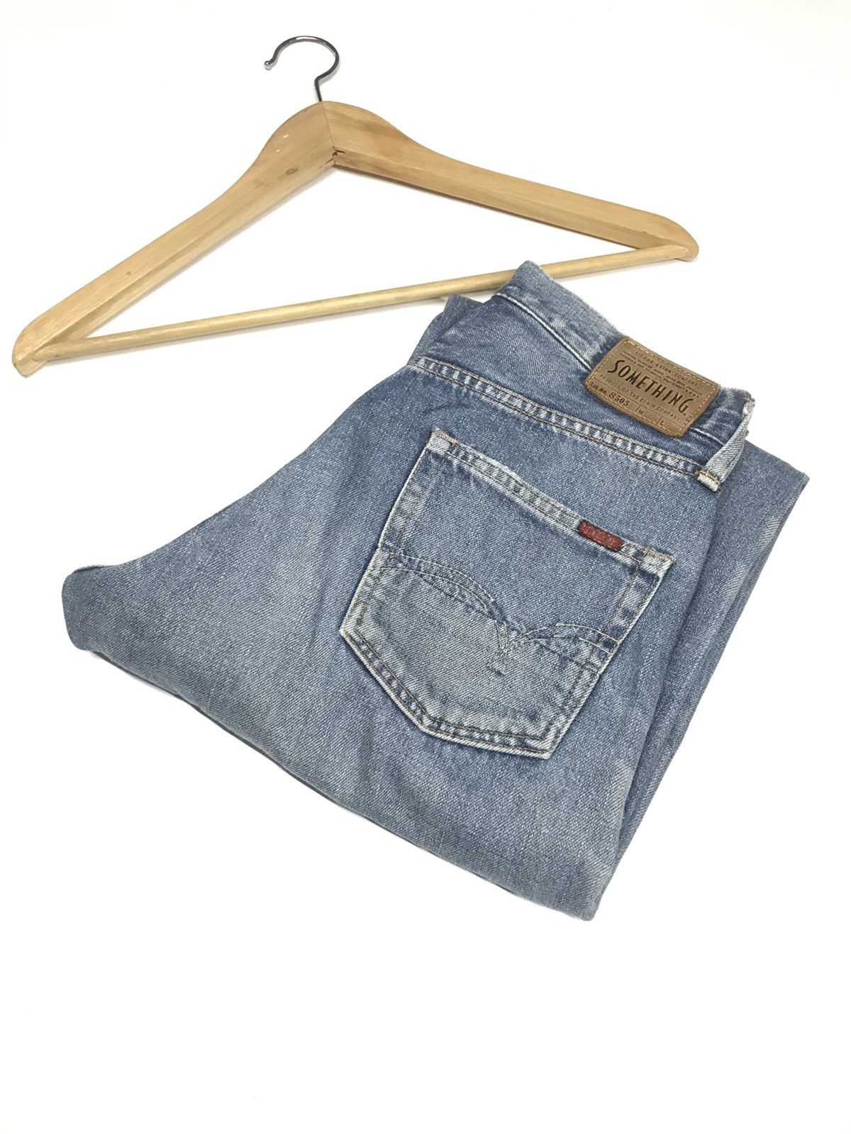 Japanese Brand × Vintage VINTAGE BAGGY SELVEDGE SOMETHING S505 BLUE WASH DISTRESSED Size US 26 / EU 42 - 21 Thumbnail
