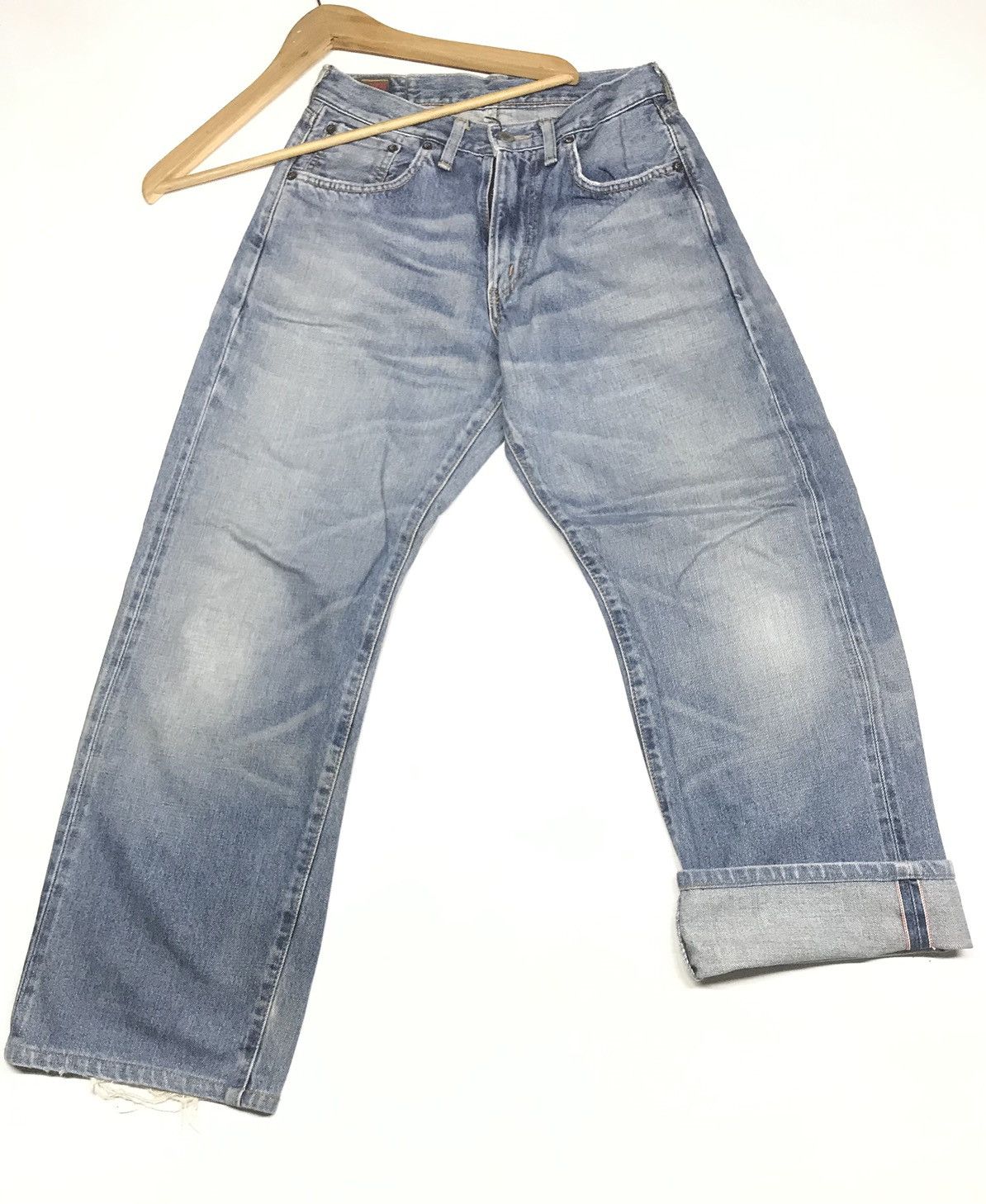 Japanese Brand × Vintage VINTAGE BAGGY SELVEDGE SOMETHING S505 BLUE WASH DISTRESSED Size US 26 / EU 42 - 1 Thumbnail