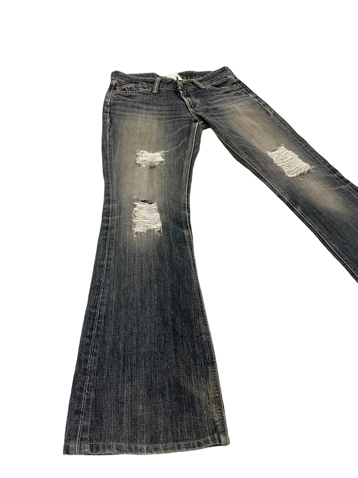 Edwin Flare Jeans Vienus Edwin Japan Distress Denim Boot Cut 1🟦 Size US 29 - 1 Thumbnail