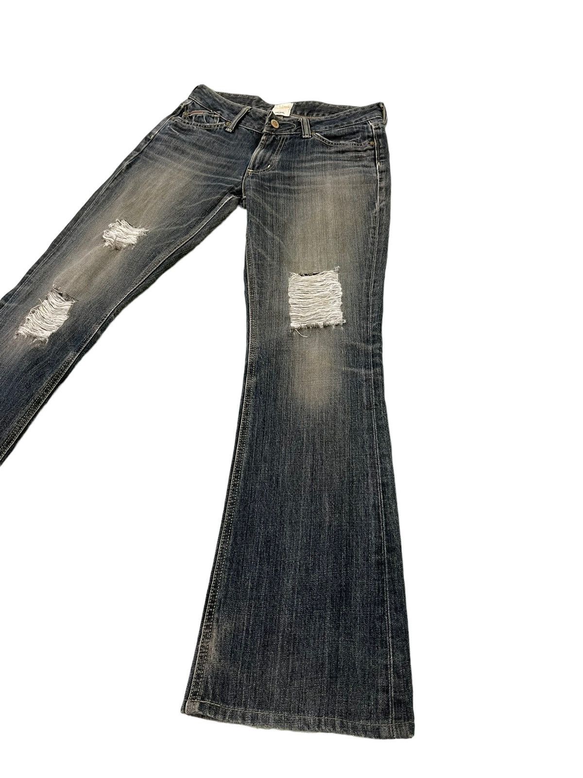 Edwin Flare Jeans Vienus Edwin Japan Distress Denim Boot Cut 1🟦 Size US 29 - 3 Thumbnail