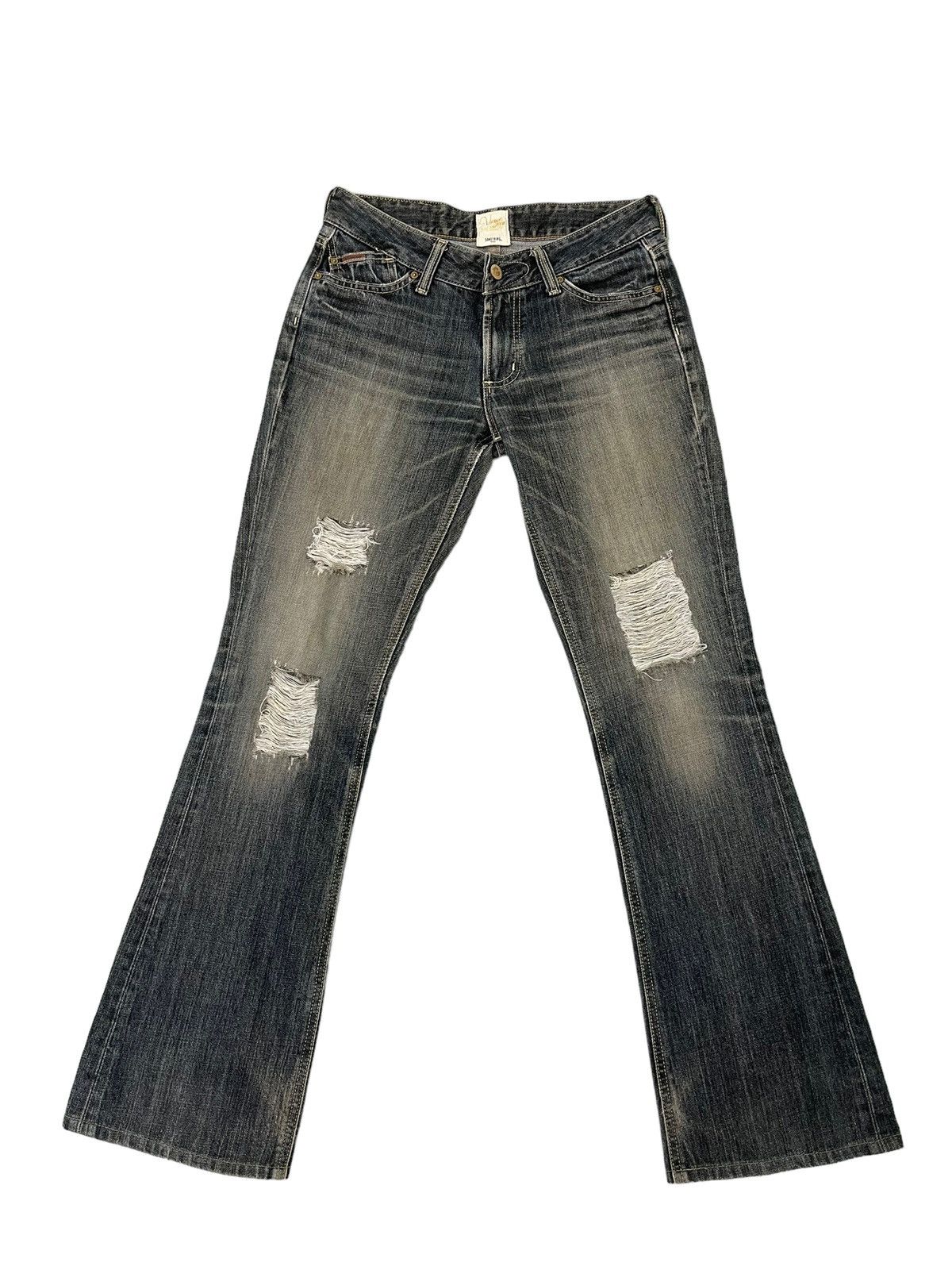 Edwin Flare Jeans Vienus Edwin Japan Distress Denim Boot Cut 1🟦 Size US 29 - 2 Thumbnail