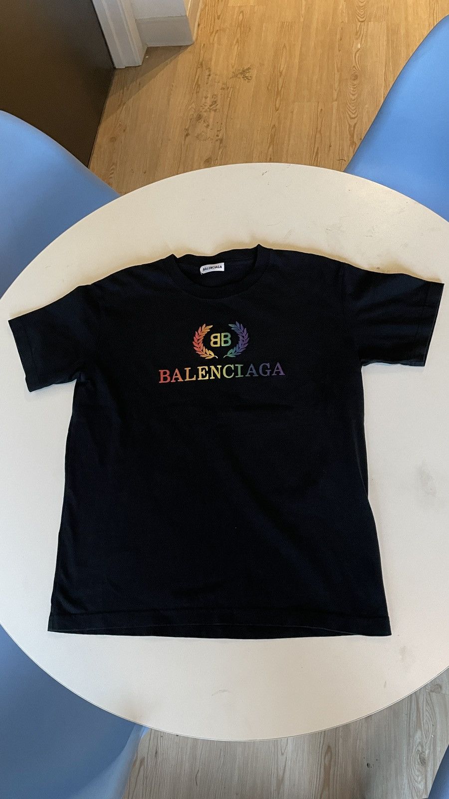 Balenciaga rainbow best sale logo t shirt