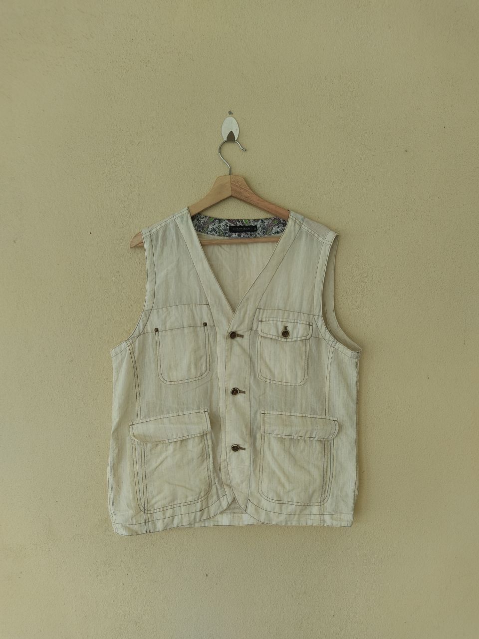 Vintage VINTAGE ALAIN DELON PAPERTHIN WHITE VEST Size US L / EU 52-54 / 3 - 1 Thumbnail