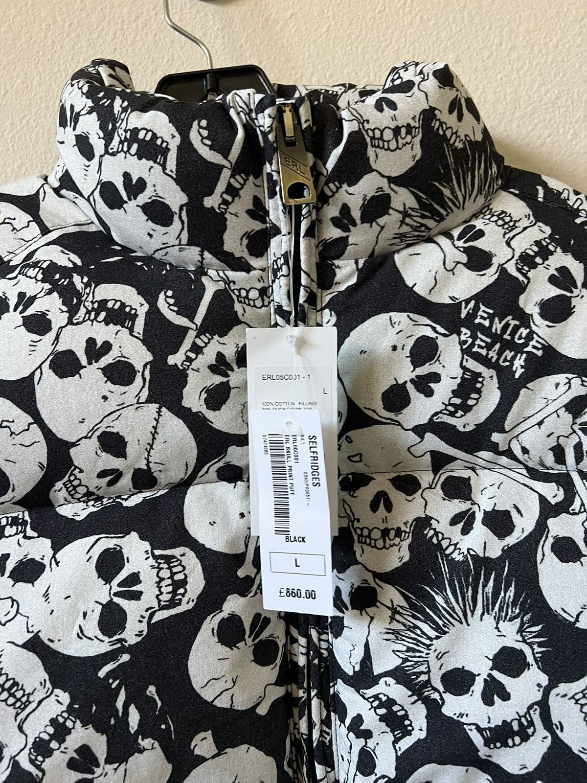 ERL ERL Black Skull Down All Over Print Puffer Jacket Size US L / EU 52-54 / 3 - 7 Thumbnail