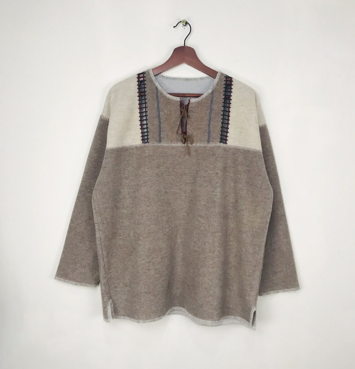 image of Navajo x United Colors Of Benetton Vintage Ucb Red Indians Motive Wool Material Classic Design (Siz