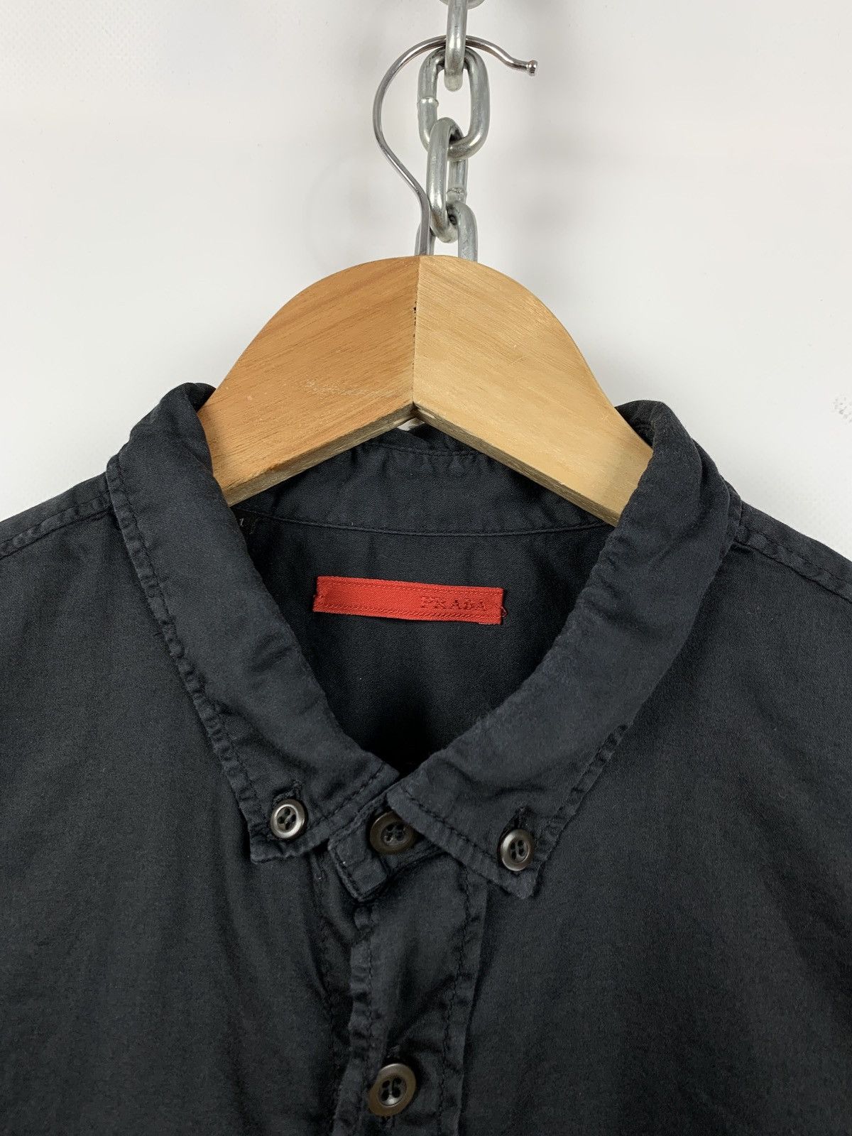 Prada Vintage Prada Black Tab Button Up Short Sleeve Shirt Size US M / EU 48-50 / 2 - 8 Thumbnail