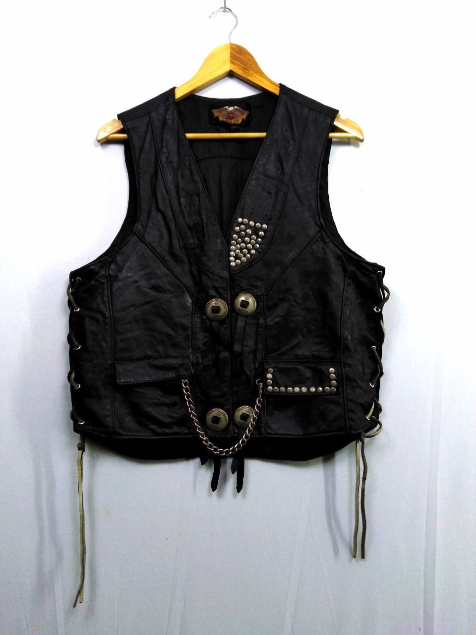 Harley Davidson VINTAGE HARLEY DAVIDSON LEATHER VEST CHIBA SAITAMA JAPAN Size US M / EU 48-50 / 2 - 4 Thumbnail
