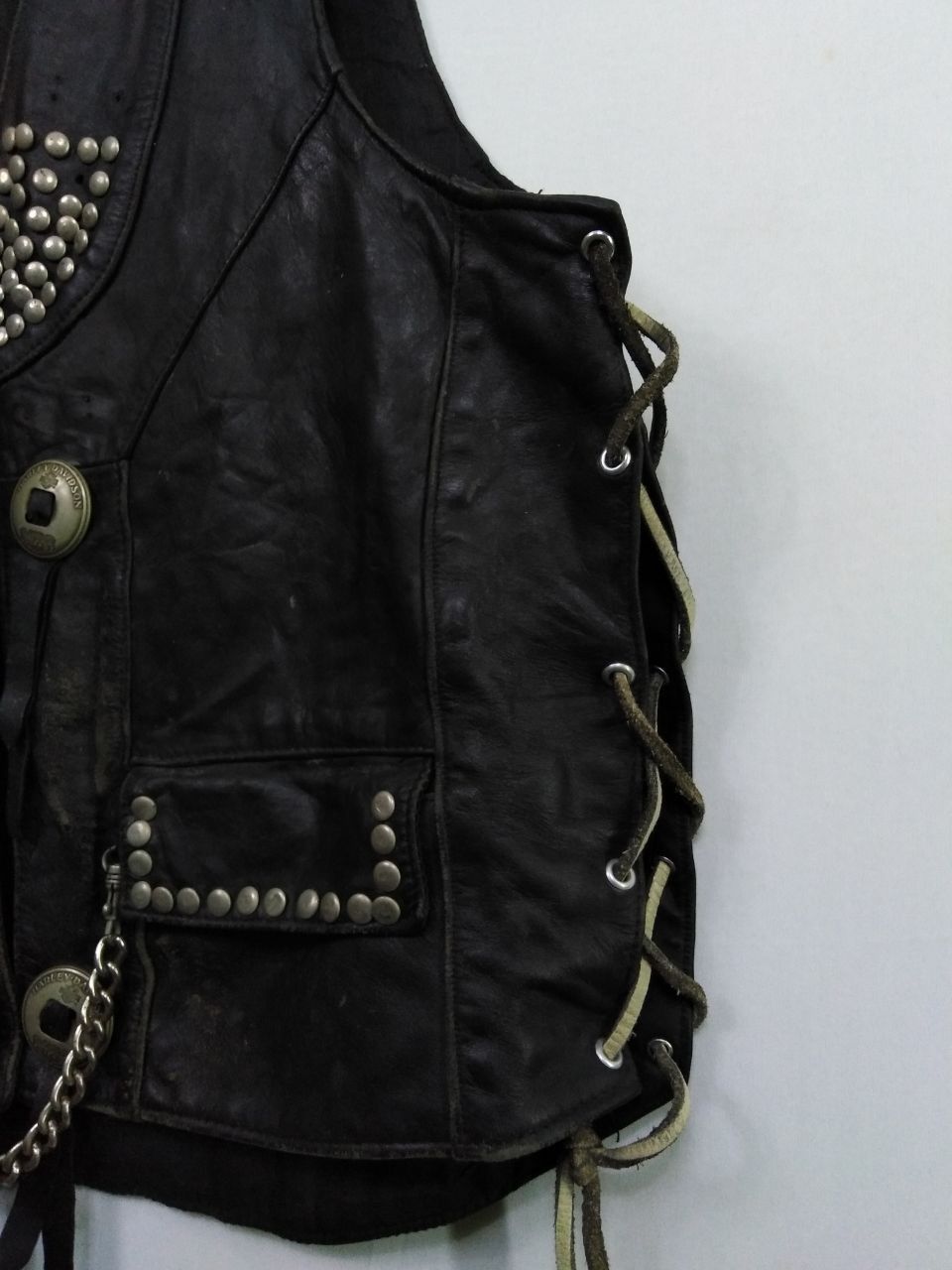 Harley Davidson VINTAGE HARLEY DAVIDSON LEATHER VEST CHIBA SAITAMA JAPAN Size US M / EU 48-50 / 2 - 5 Thumbnail