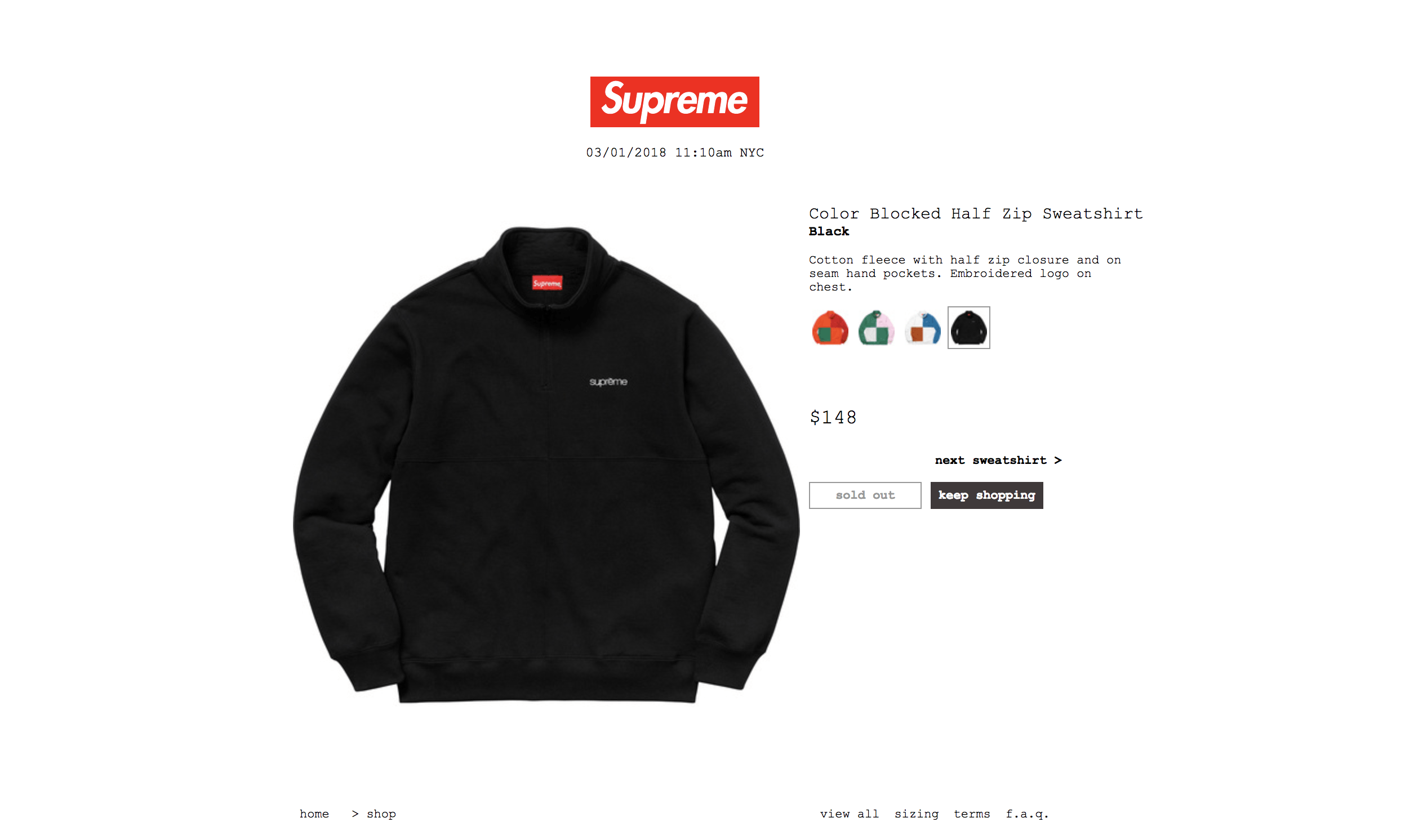 Supreme supreme Color blocked half zip sweatshirt black | Grailed