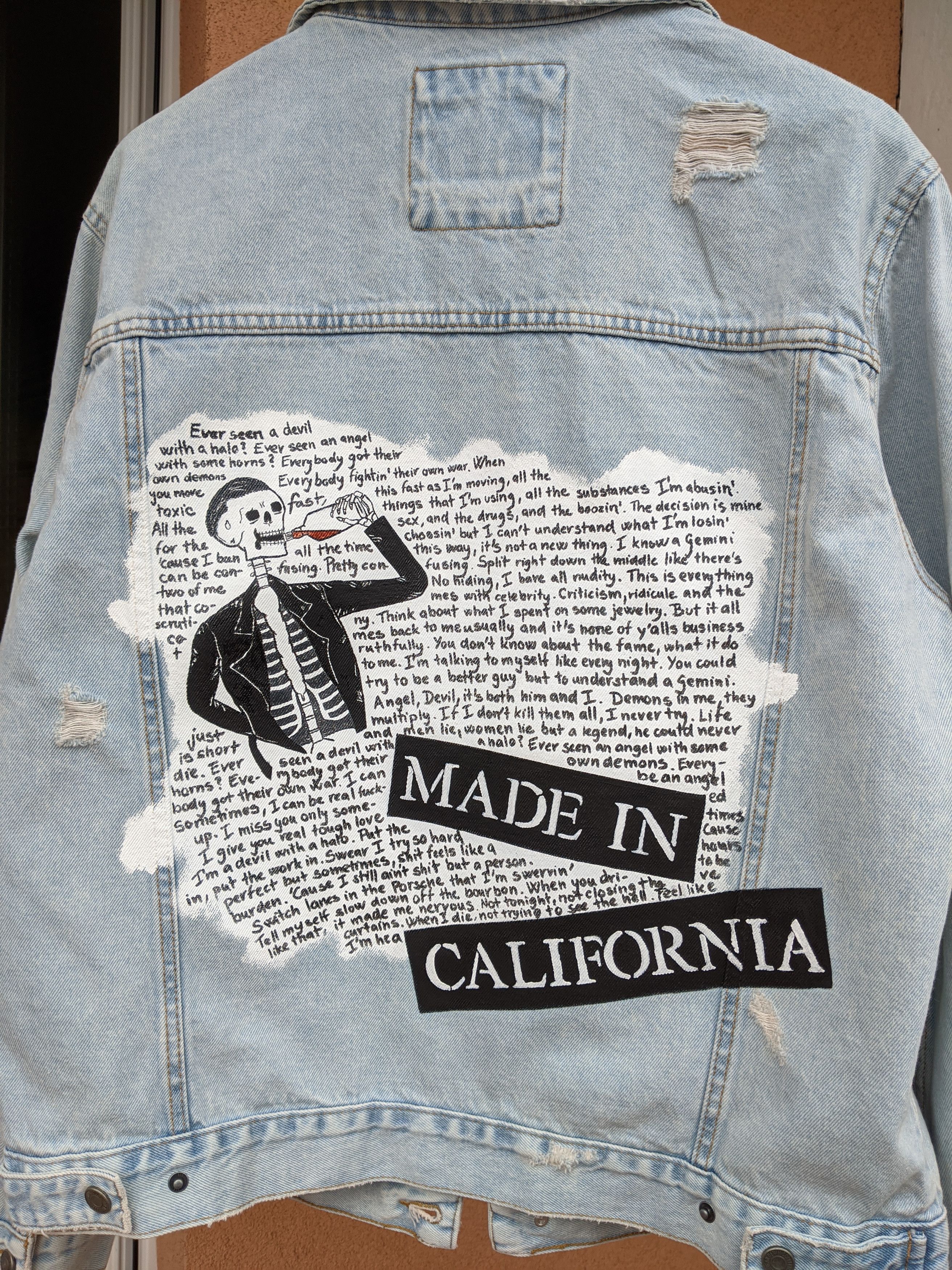 Handmade Custom hand-painted denim jacket ''Skeleton" (all sizes) Size US M / EU 48-50 / 2 - 5 Thumbnail
