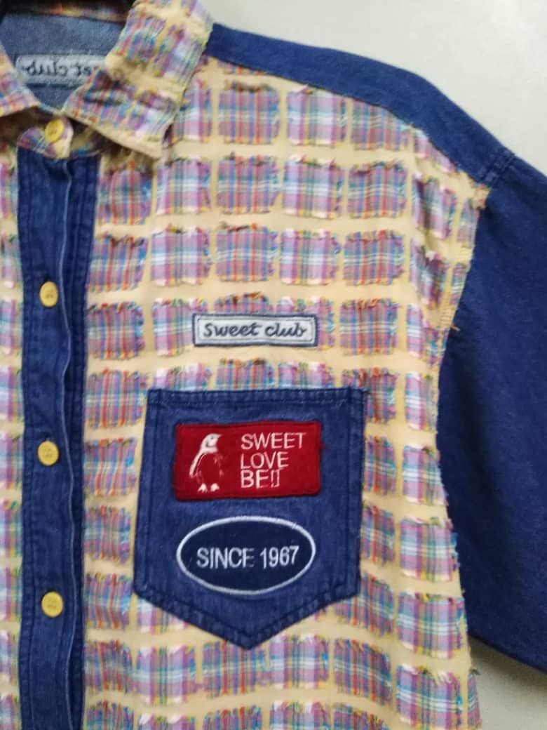 Vintage Vintage Patchwork + Denim Shirt Size US L / EU 52-54 / 3 - 6 Thumbnail
