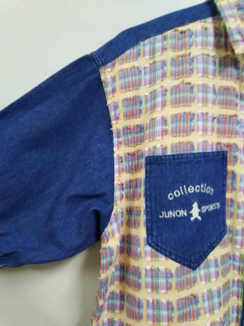 Vintage Vintage Patchwork + Denim Shirt Size US L / EU 52-54 / 3 - 8 Thumbnail