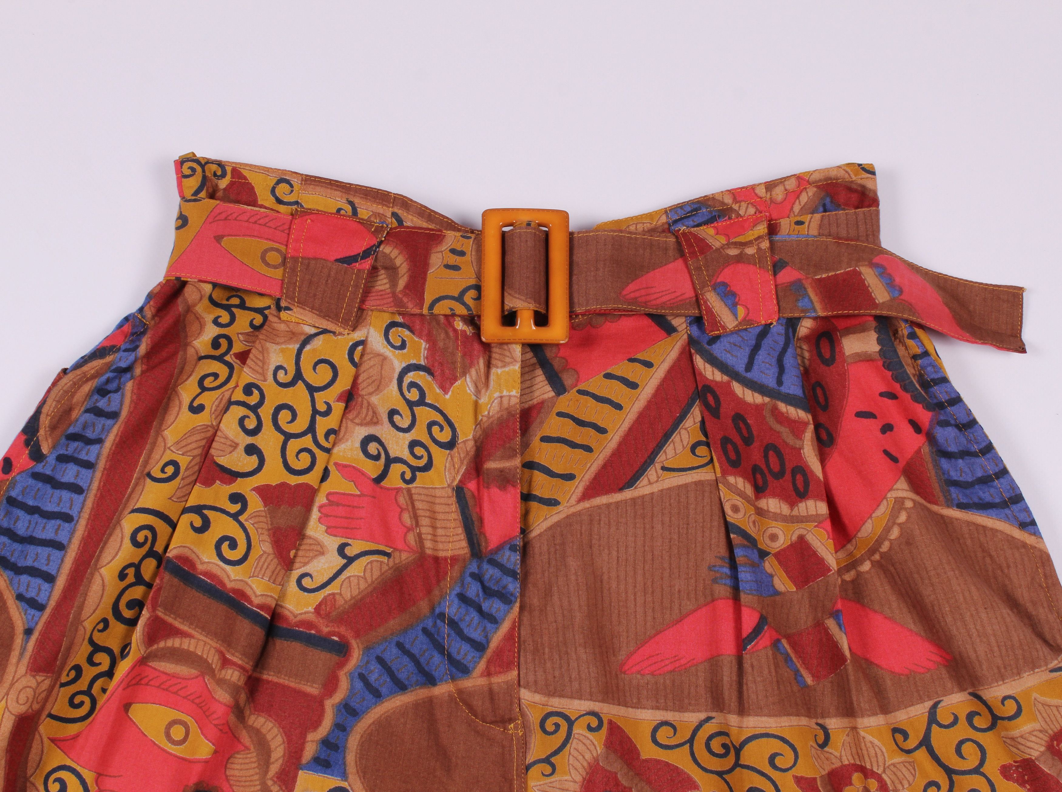 Vintage Vintage Art Printed Bermuda Belted Shorts Size 26" / US 2 / IT 38 - 2 Thumbnail