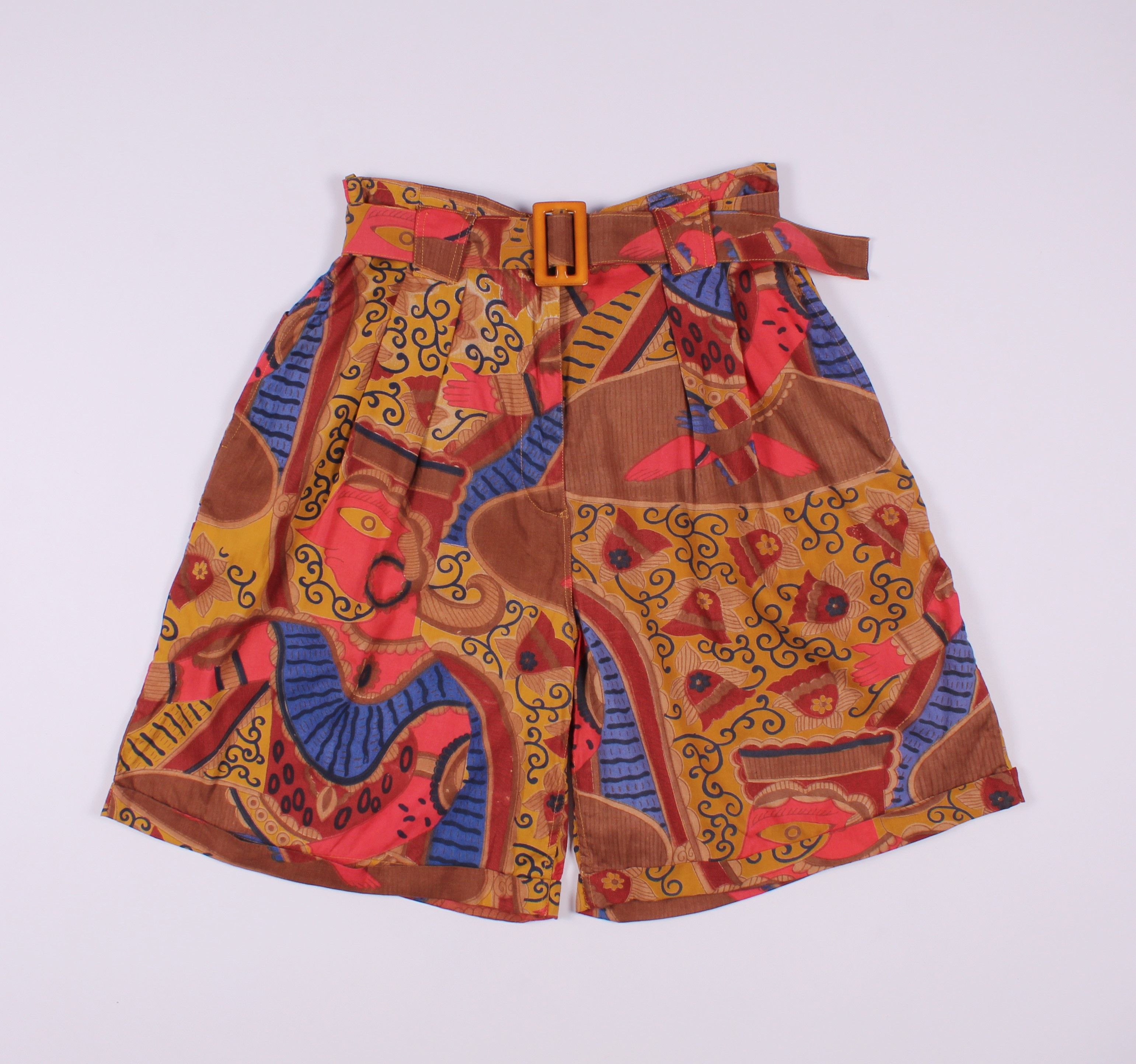 Vintage Vintage Art Printed Bermuda Belted Shorts Size 26" / US 2 / IT 38 - 1 Thumbnail