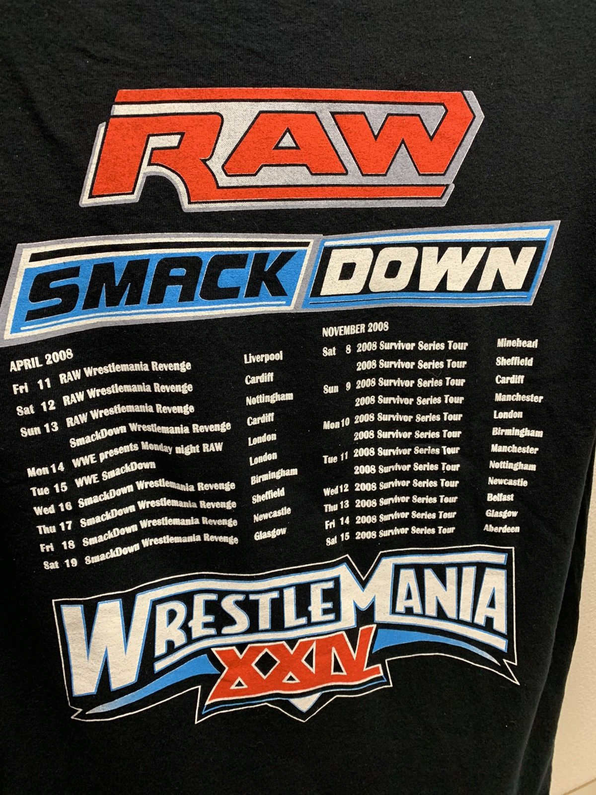 Vintage Wwe wrestlemania smack down 2008 Xl vintage t-shirt tour tee Size US XL / EU 56 / 4 - 6 Thumbnail