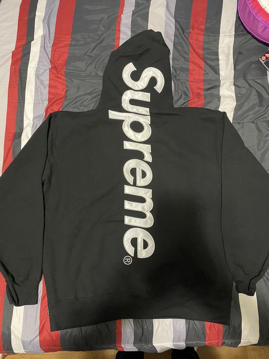 Supreme Supreme Satin Appliqué Hooded Sweatshirt Black | Grailed