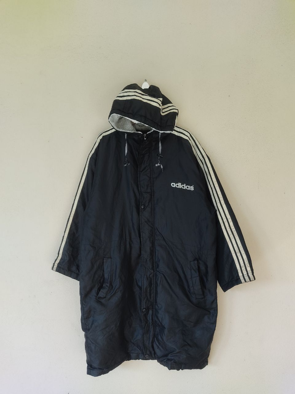 Adidas VINTAGE ADIDAS BIG TRIFOIL LONG BLACK JACKET Size US L / EU 52-54 / 3 - 2 Thumbnail