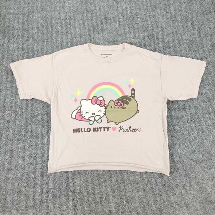 Vintage Hello Kitty Shirt Women XS Pink Crop Top Pusheen Sanrio Graphic ...