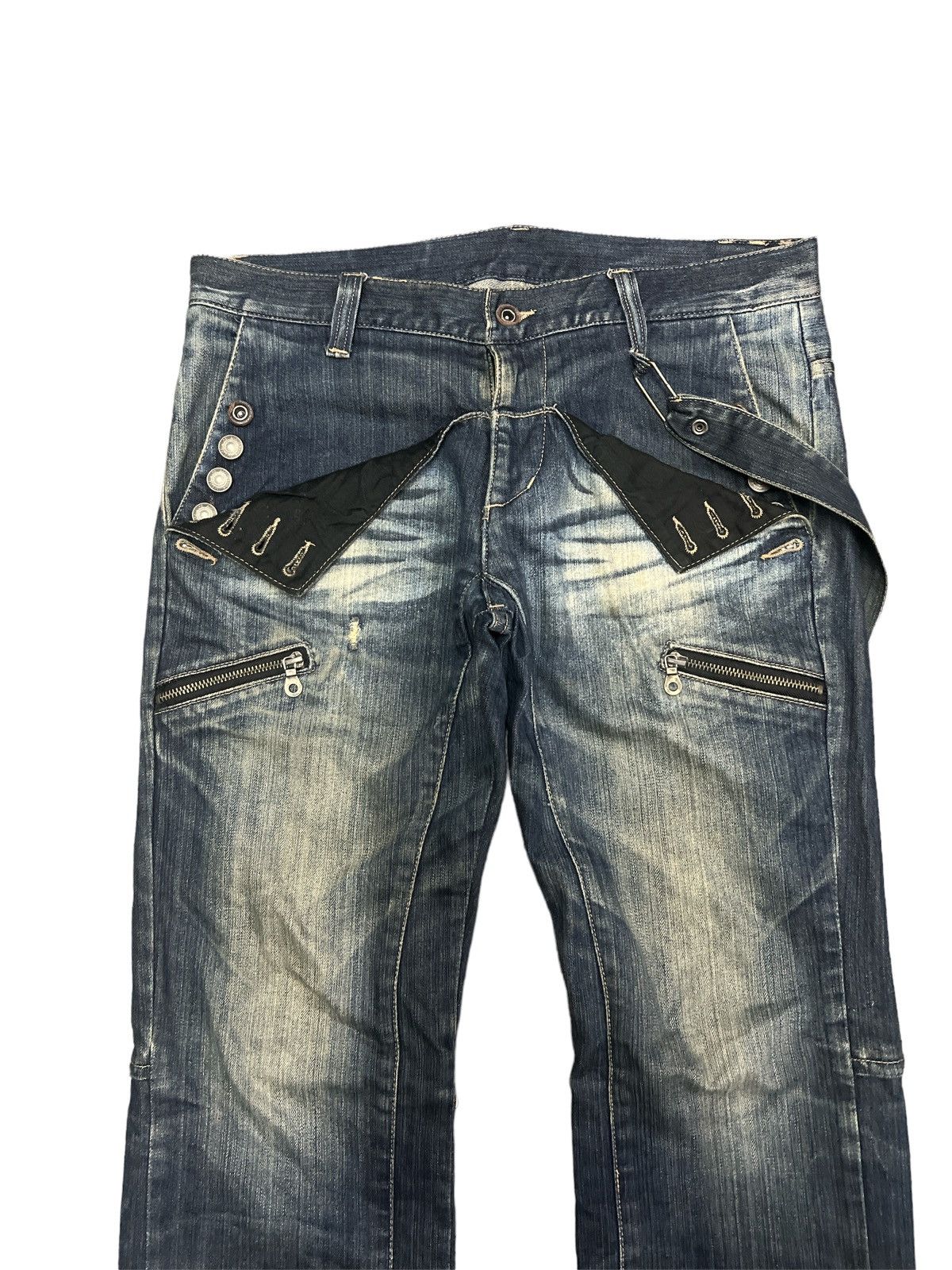 Japanese Brand × Vintage SICK‼️PPFM DISTRESS DENIM WITH SUSPENDERS Size US 33 - 4 Thumbnail