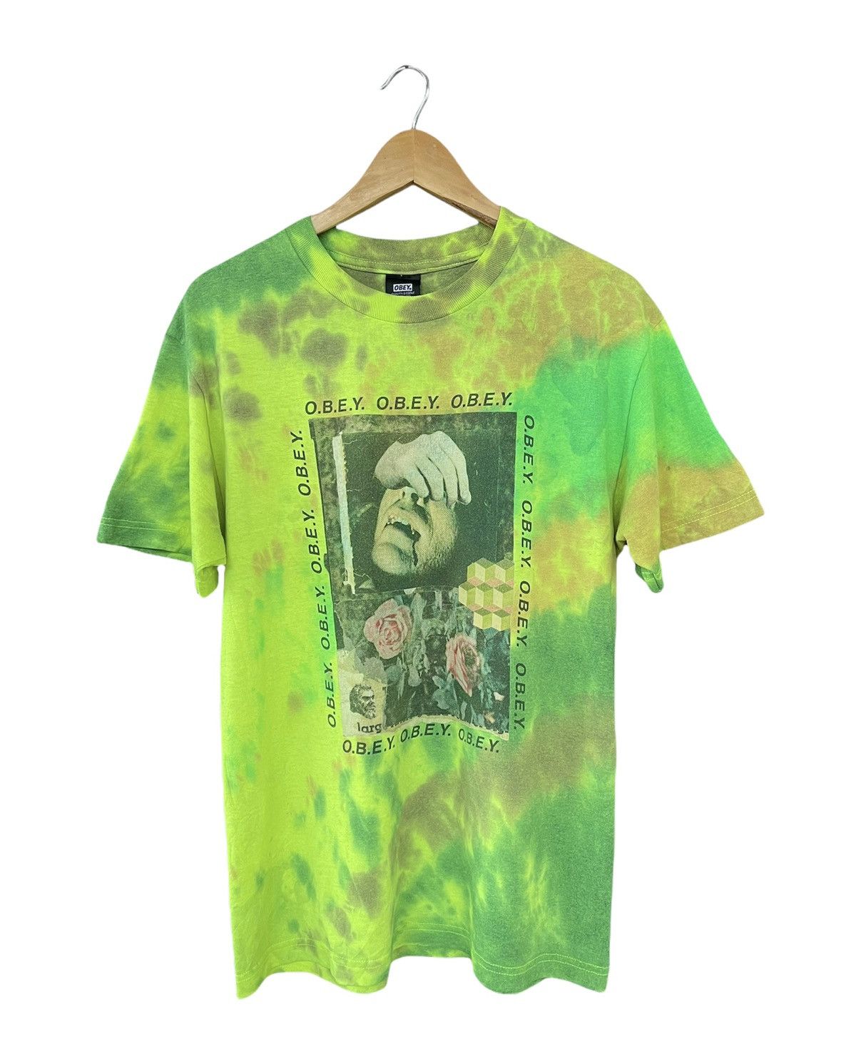 Obey tie dye photo tee