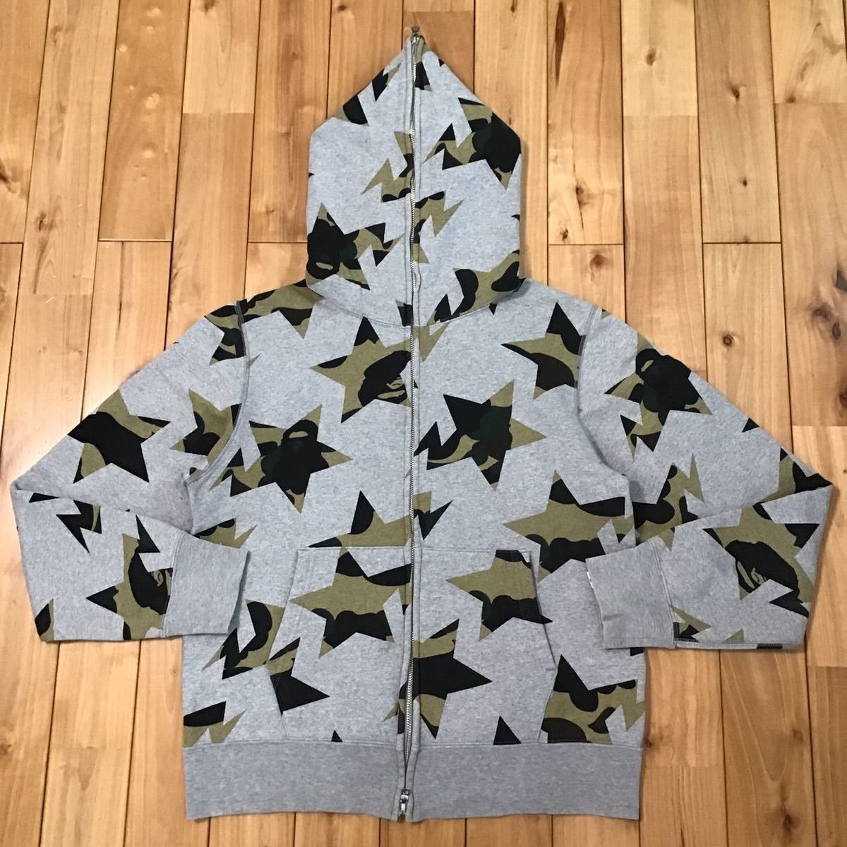image of Bape Star Full Zip Hoodie Gray X 1St Camo Bape Sta in Grey, Men's (Size Medium)
