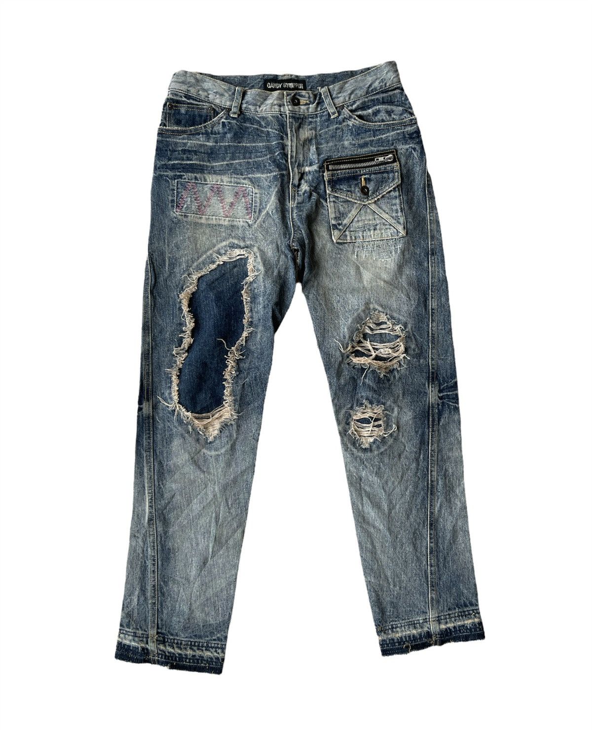 Vintage Vintage Candy Stripper distressed denime jeans Size US 32 / EU 48 - 1 Thumbnail