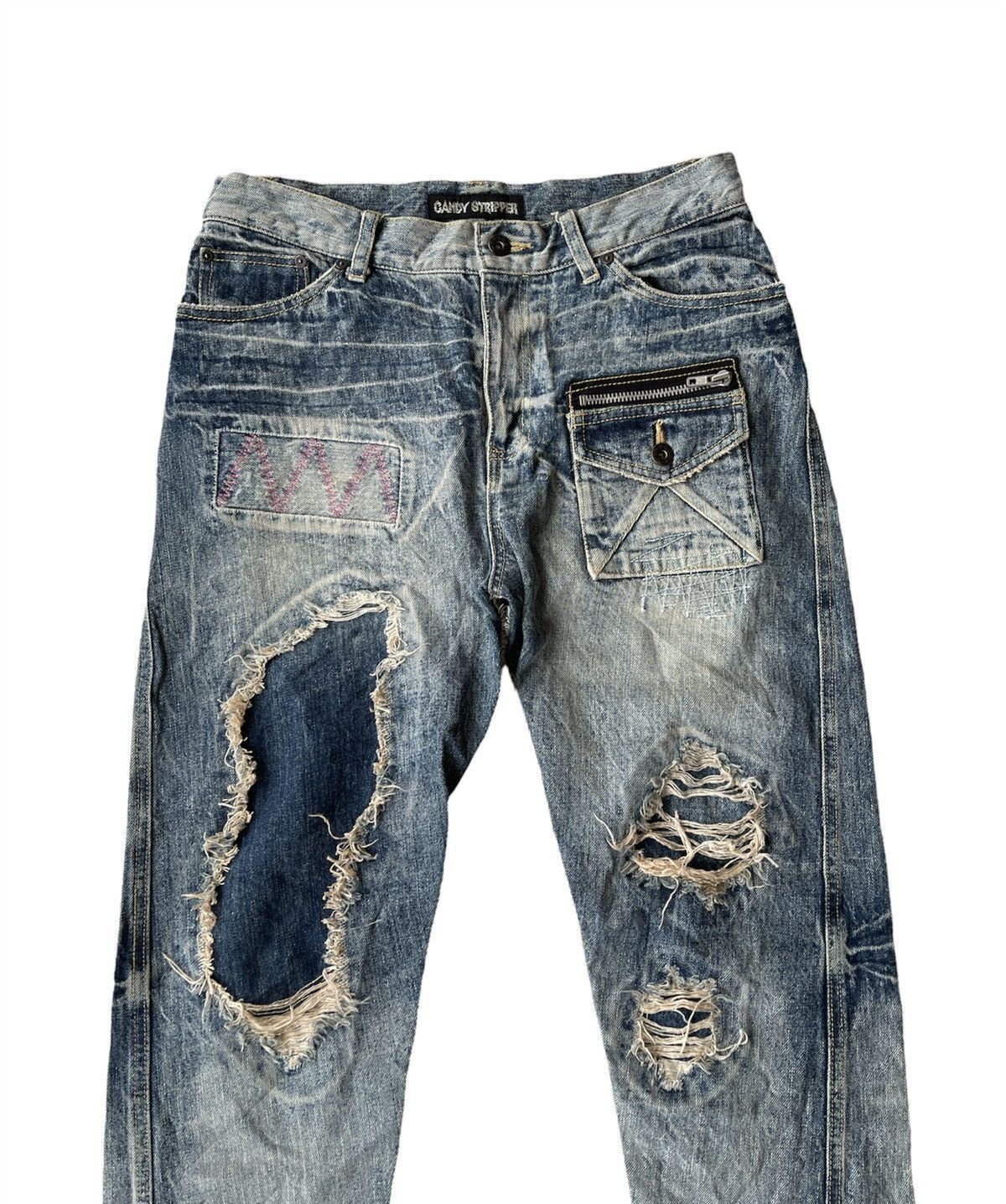 Vintage Vintage Candy Stripper distressed denime jeans Size US 32 / EU 48 - 2 Thumbnail