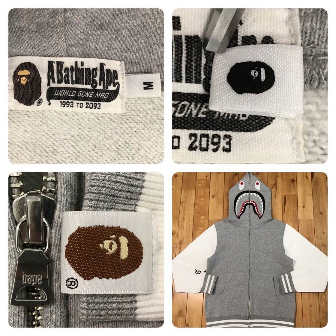 Bape BAPE Shark full zip hoodie Gray x White Size US M / EU 48-50 / 2 - 7 Thumbnail