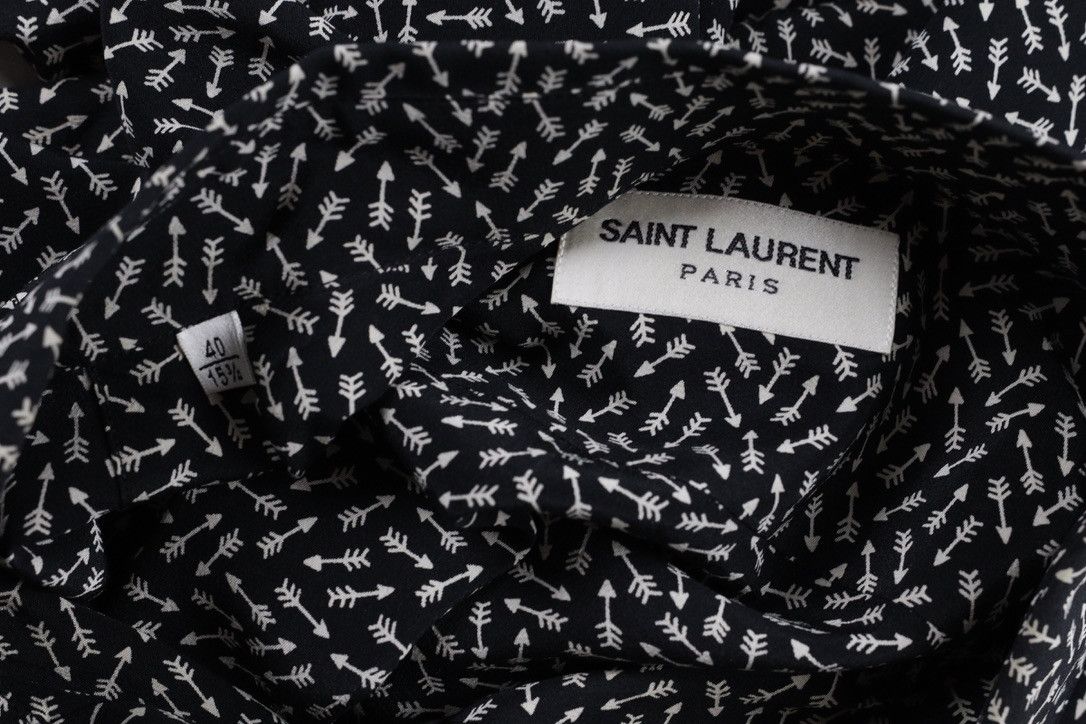 Hedi Slimane × Saint Laurent Paris FW15 Saint Laurent Silk Arrow Shirt Size US M / EU 48-50 / 2 - 9 Thumbnail