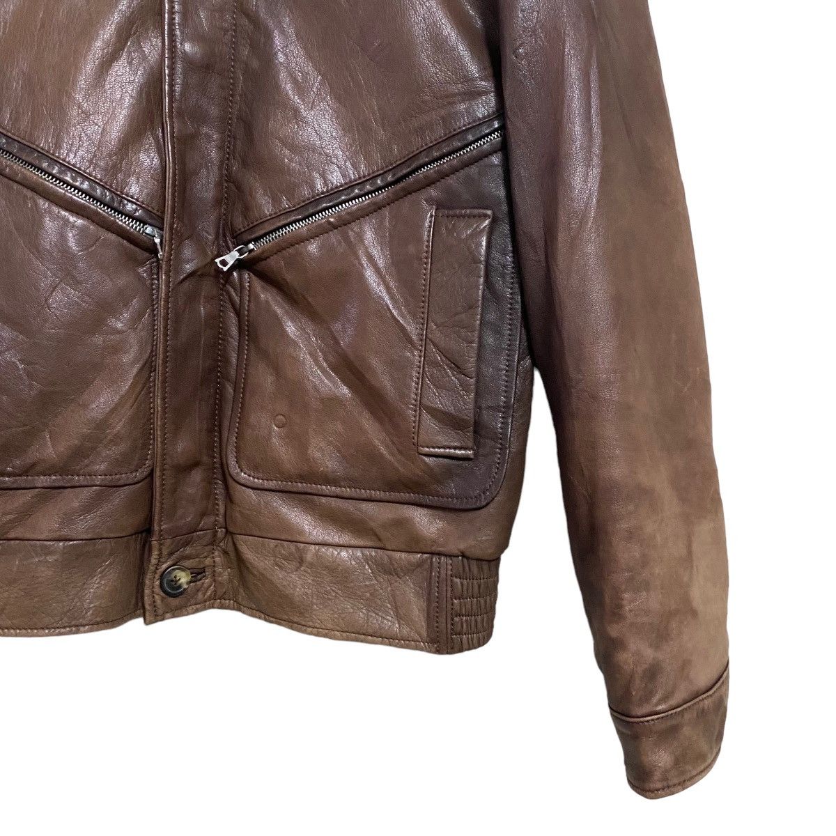 A.P.C. A.P.C Leather Bomber Flight Faded Jacket Patina Size US XS / EU 42 / 0 - 7 Thumbnail