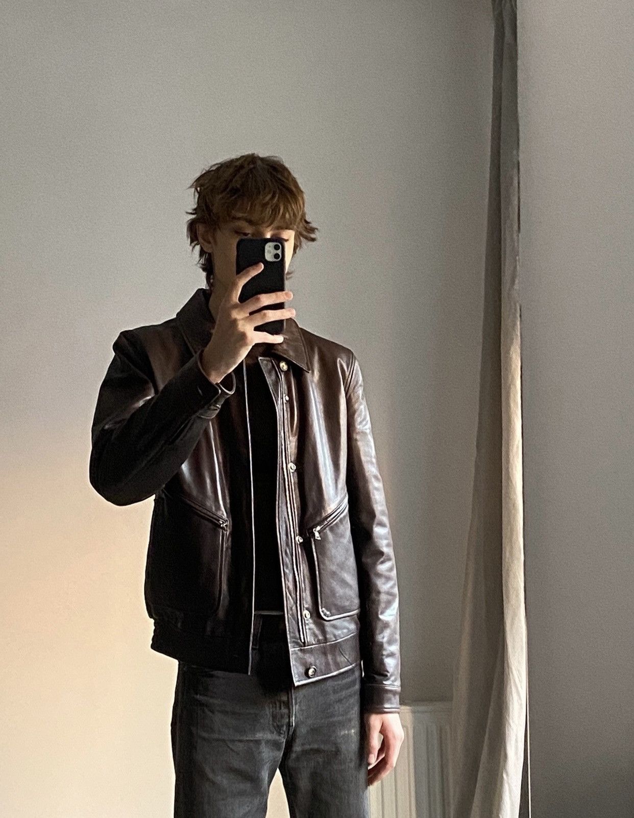 A.P.C. A.P.C Leather Bomber Flight Faded Jacket Patina Size US XS / EU 42 / 0 - 3 Thumbnail