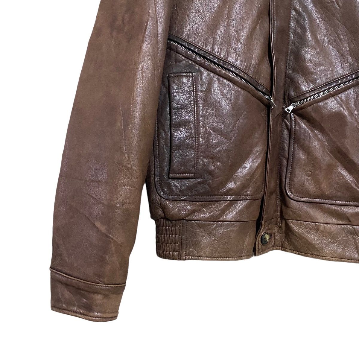 A.P.C. A.P.C Leather Bomber Flight Faded Jacket Patina Size US XS / EU 42 / 0 - 8 Thumbnail