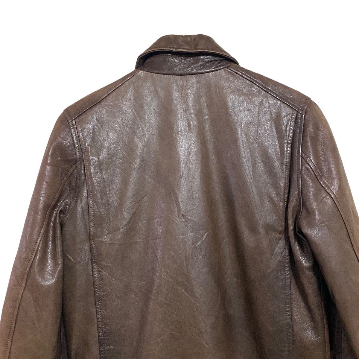 A.P.C. A.P.C Leather Bomber Flight Faded Jacket Patina Size US XS / EU 42 / 0 - 10 Thumbnail