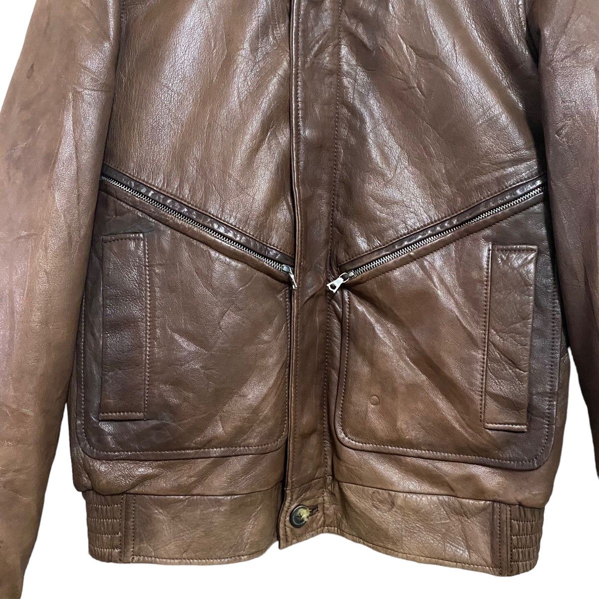 A.P.C. A.P.C Leather Bomber Flight Faded Jacket Patina Size US XS / EU 42 / 0 - 9 Thumbnail
