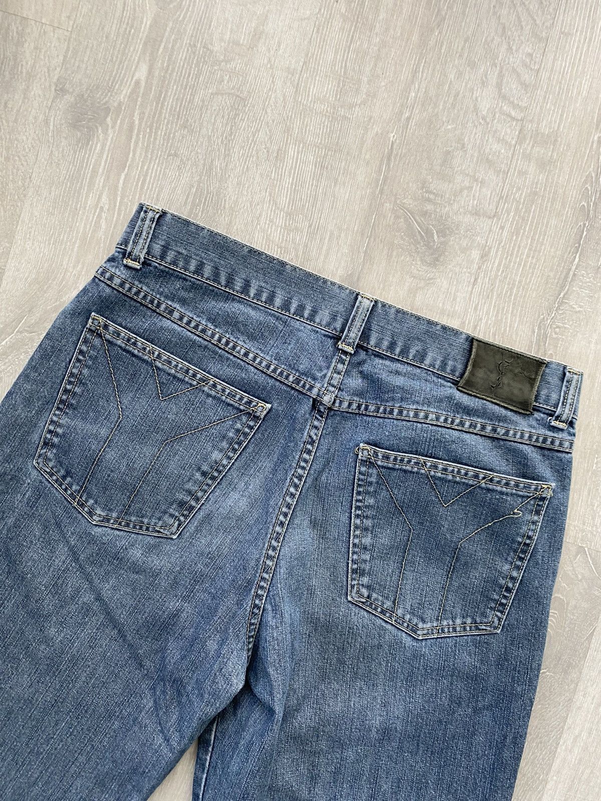 90s Yves Saint Laurent vintage blue jeans pants YSL big logo