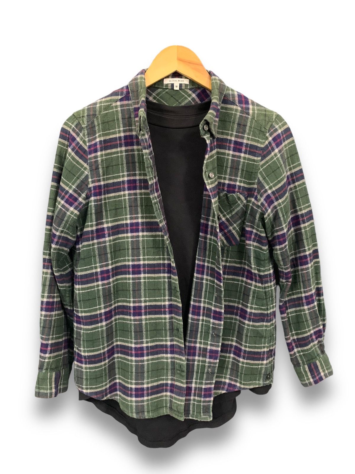 Global Work Japanese Brand Global Work Plaid Tartan Flannel Shirt Size M / US 6-8 / IT 42-44 - 2 Thumbnail