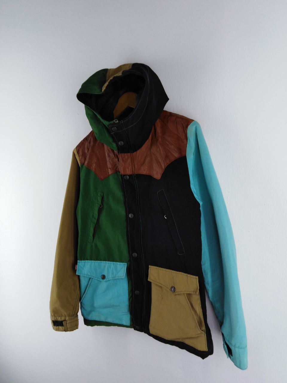Japanese Brand RARE YELLOW DIVISION PATCHWORK COLOR BLOCK JACKET HOODED Size US S / EU 44-46 / 1 - 5 Thumbnail