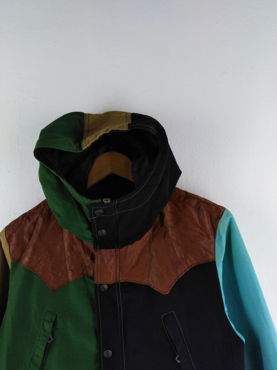 Japanese Brand RARE YELLOW DIVISION PATCHWORK COLOR BLOCK JACKET HOODED Size US S / EU 44-46 / 1 - 6 Thumbnail
