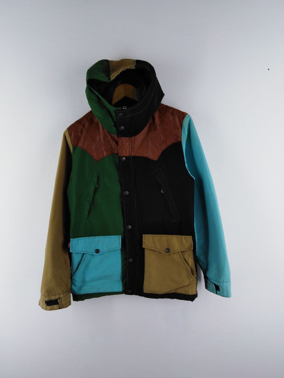 Japanese Brand RARE YELLOW DIVISION PATCHWORK COLOR BLOCK JACKET HOODED Size US S / EU 44-46 / 1 - 1 Thumbnail