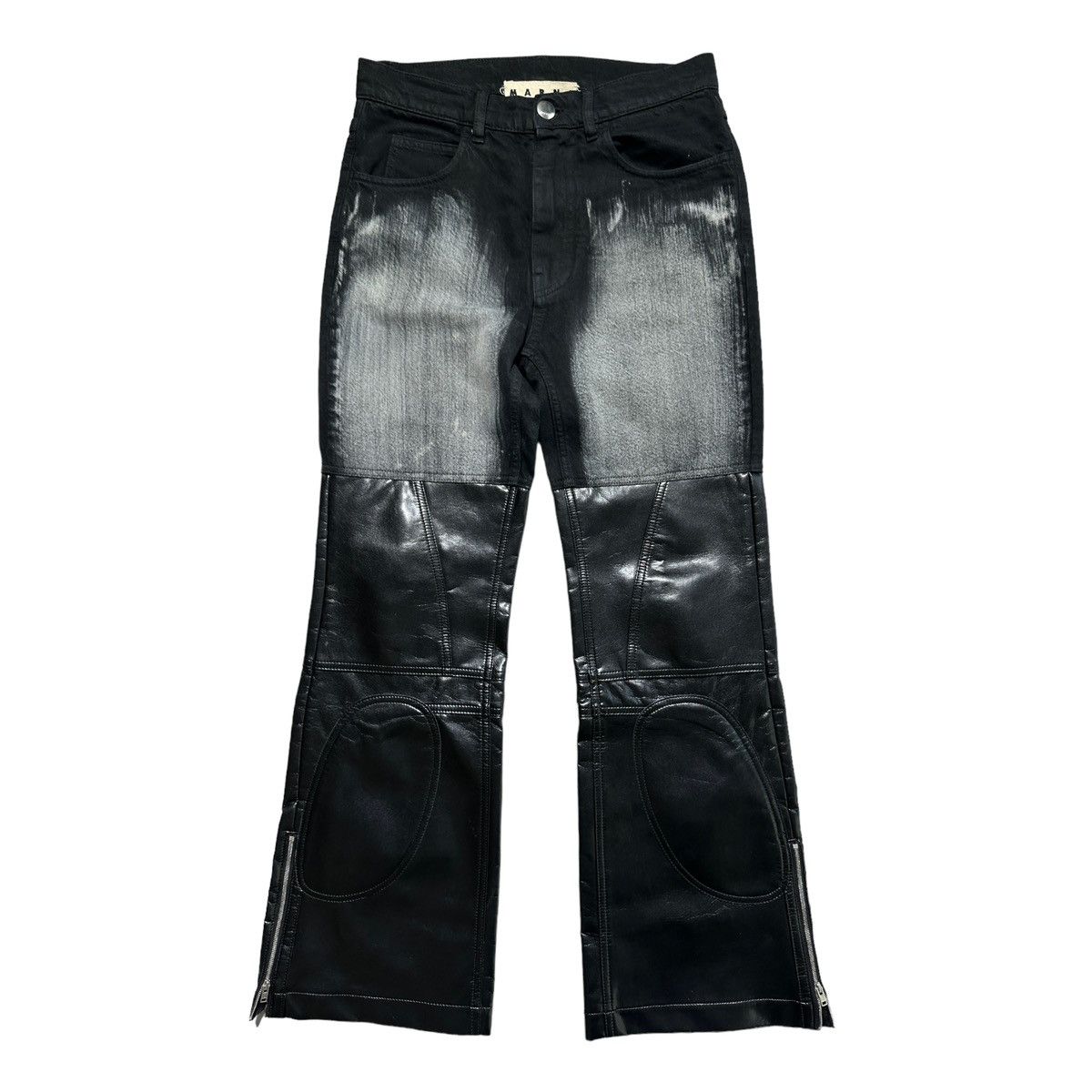 Pre-owned Marni Ss21 Painted Hybrid Leather/denim Pant