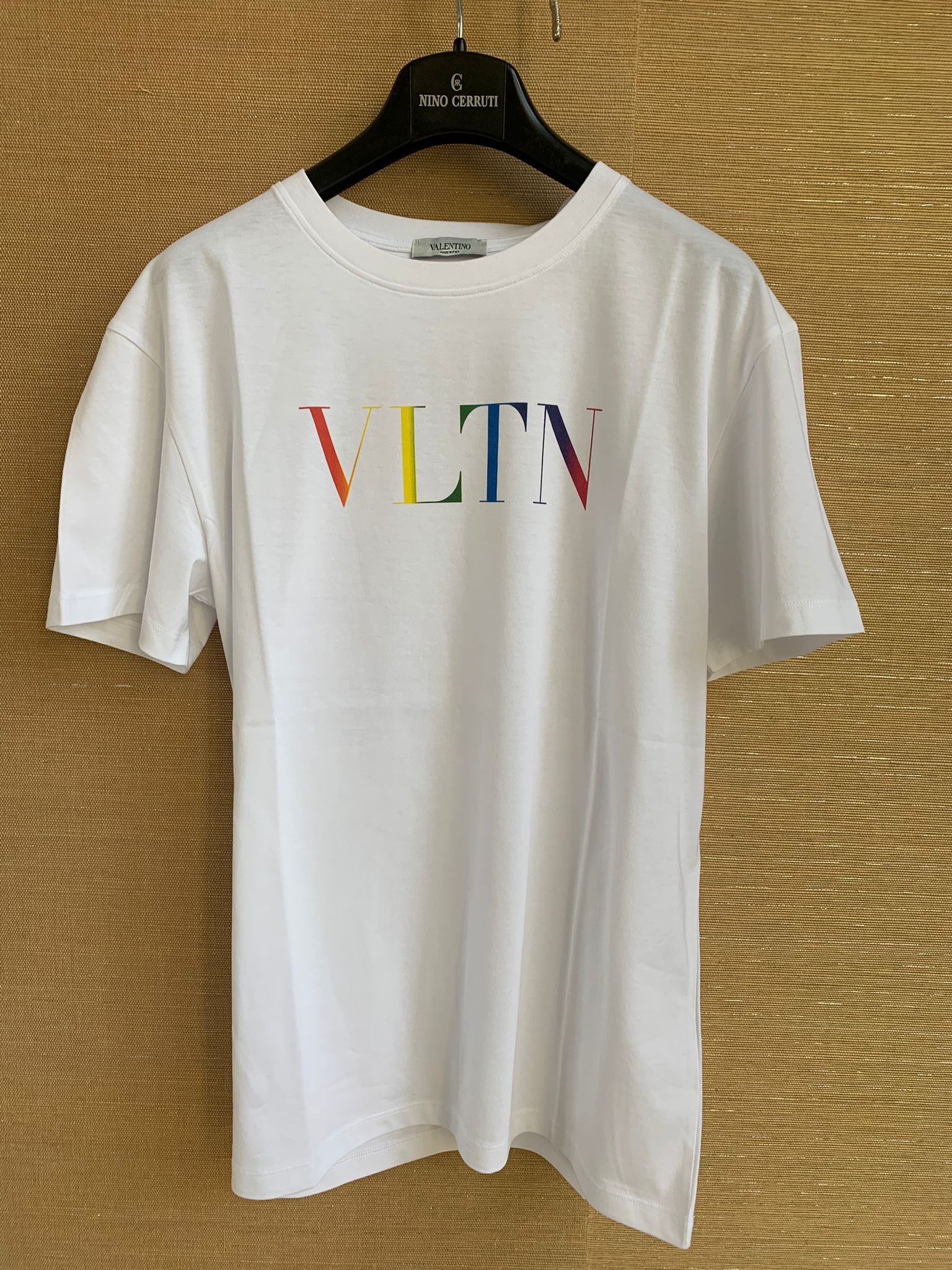 Image of Valentino Vltn Rainbow Logo Tee in White, Men's (Size XL)