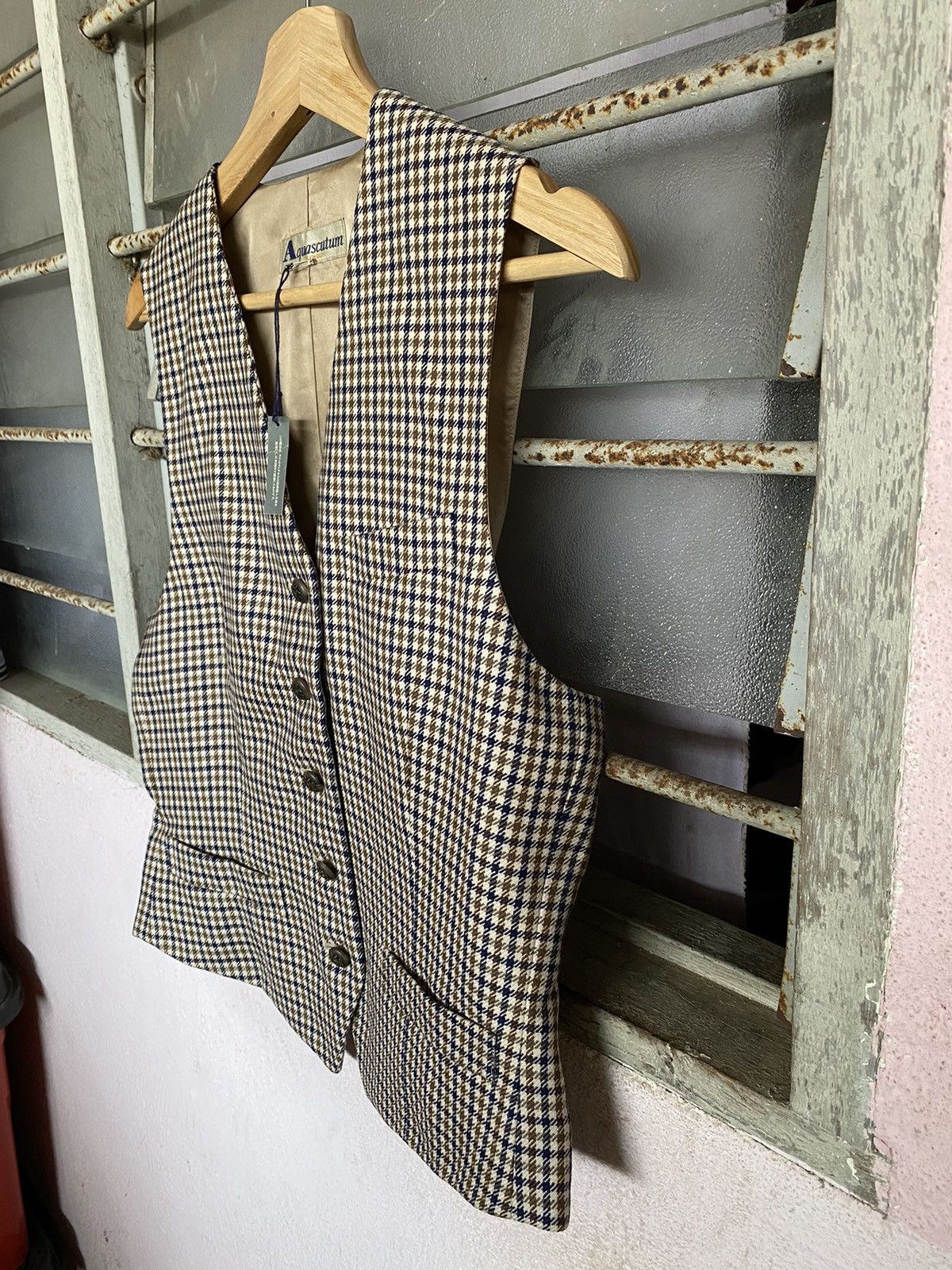 Aquascutum × Vintage Vintage Aquascutum Houndstooth Waist coat Size US S / EU 44-46 / 1 - 4 Thumbnail