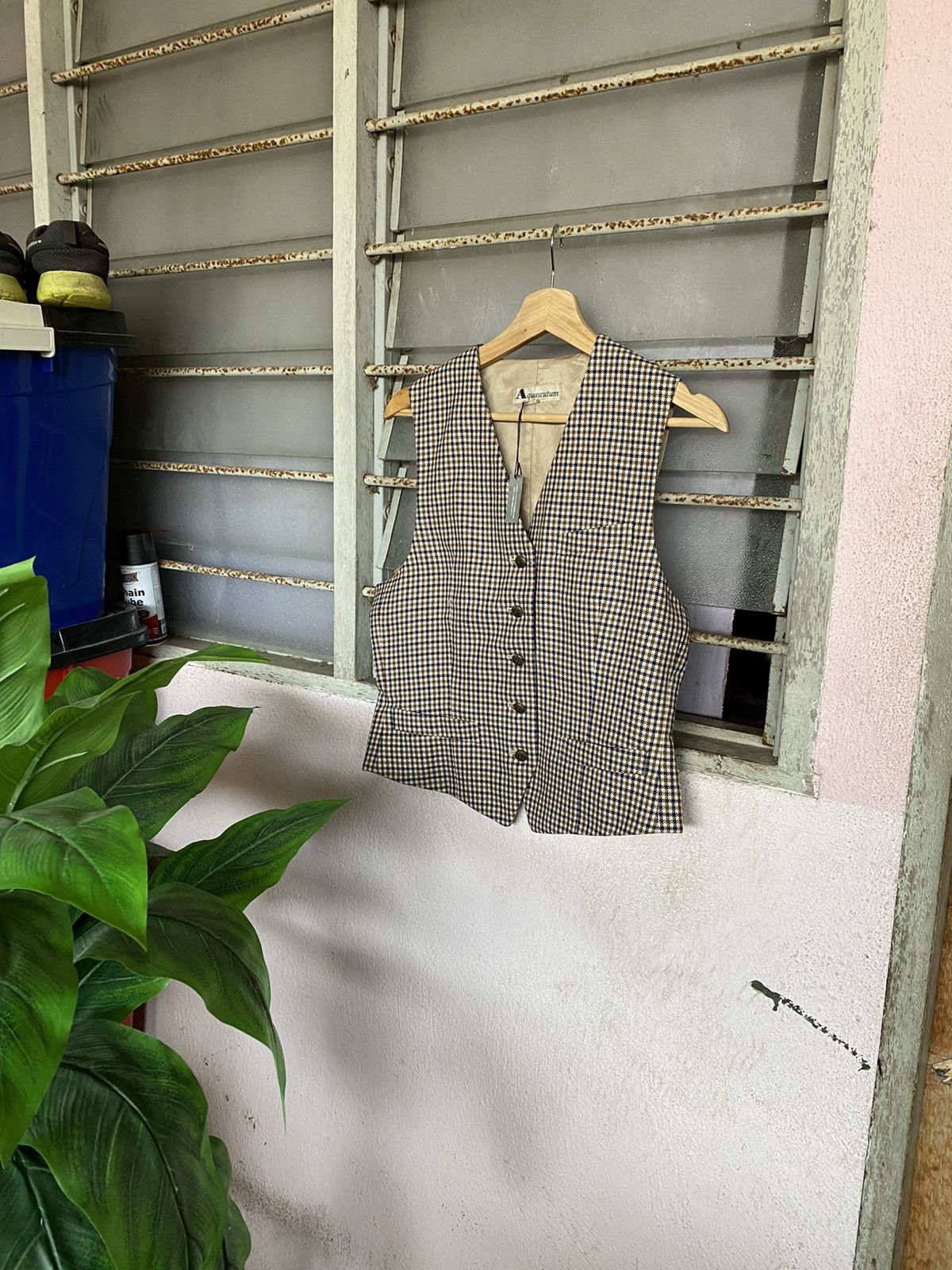 Aquascutum × Vintage Vintage Aquascutum Houndstooth Waist coat Size US S / EU 44-46 / 1 - 1 Thumbnail