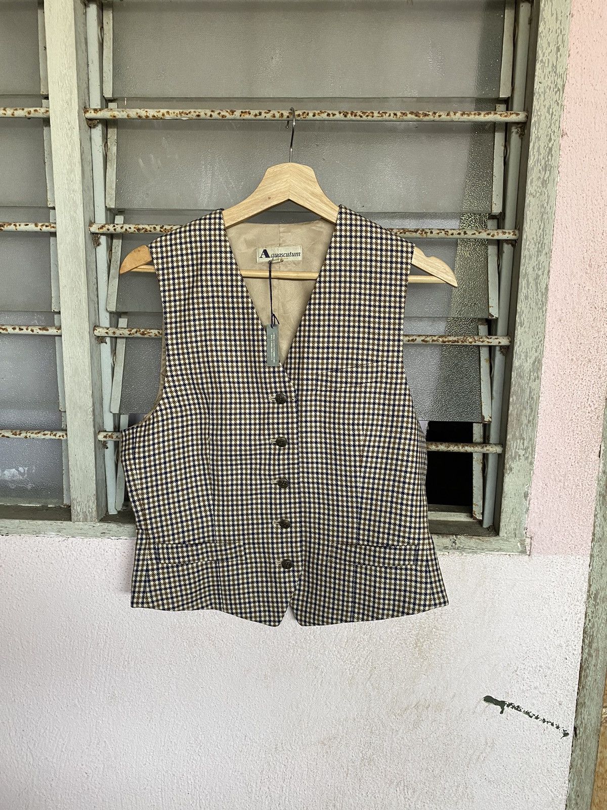 Aquascutum × Vintage Vintage Aquascutum Houndstooth Waist coat Size US S / EU 44-46 / 1 - 5 Thumbnail