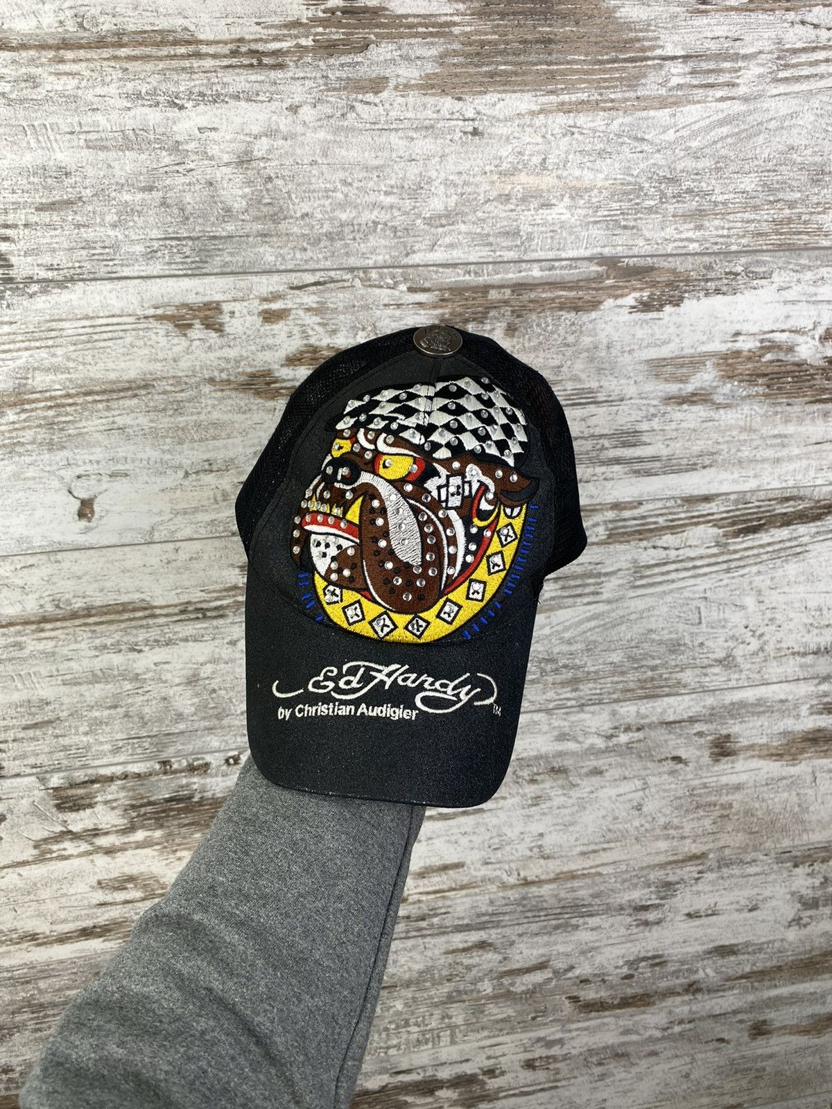 Christian Audigier × Ed Hardy × Vintage Mens Vintage Ed Hardy Cap Christian Audigier scull hats y2k Size ONE SIZE - 1 Thumbnail