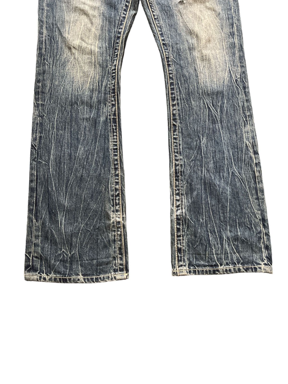 Japanese Brand FLARED💥NAVY PRODUCE DISTRESSED DENIM PANT Size US 30 / EU 46 - 4 Thumbnail