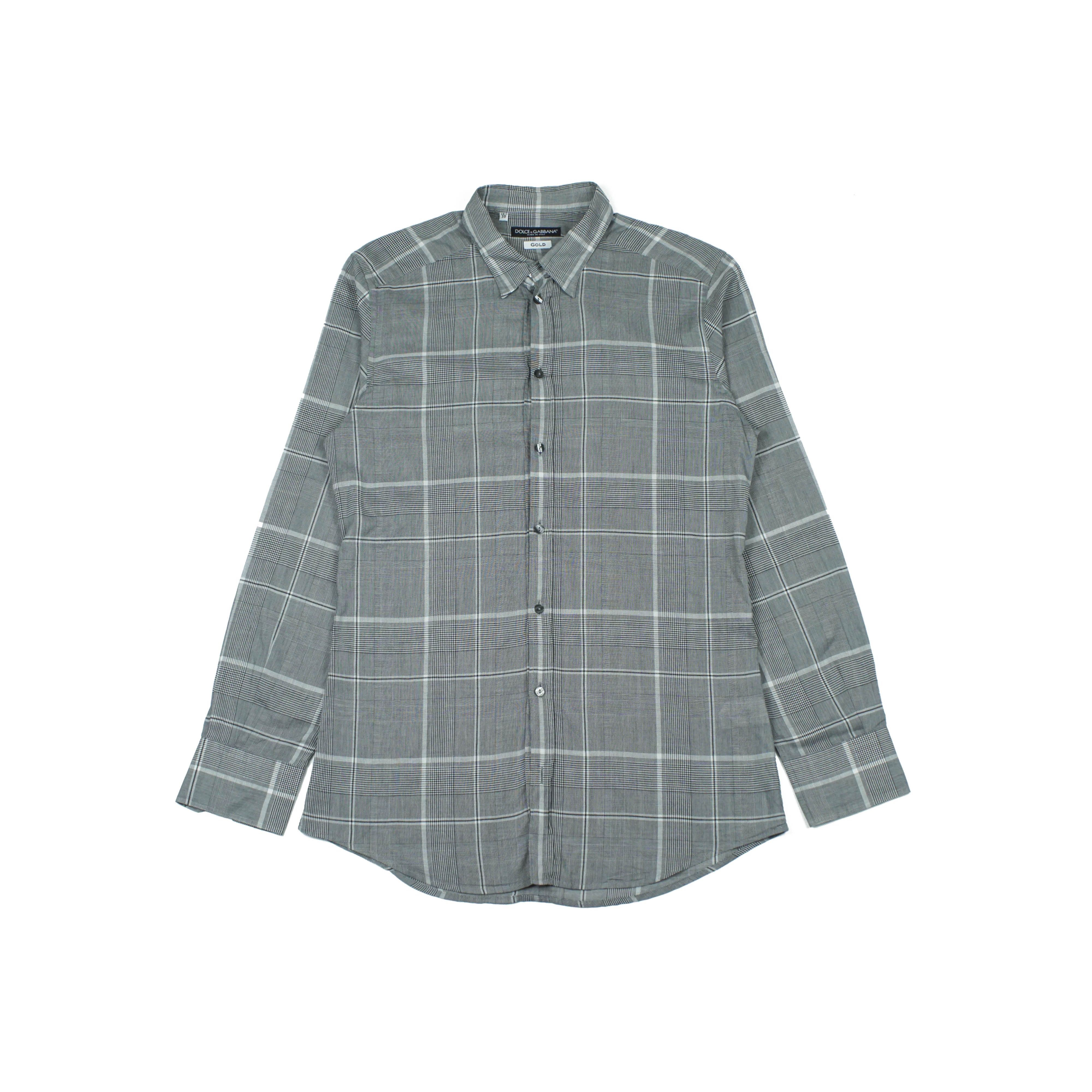 Dolce & Gabbana *NoTariff Dolce & Gabbana Gold Check LS Shirt Size S / US 4 / IT 40 - 1 Thumbnail