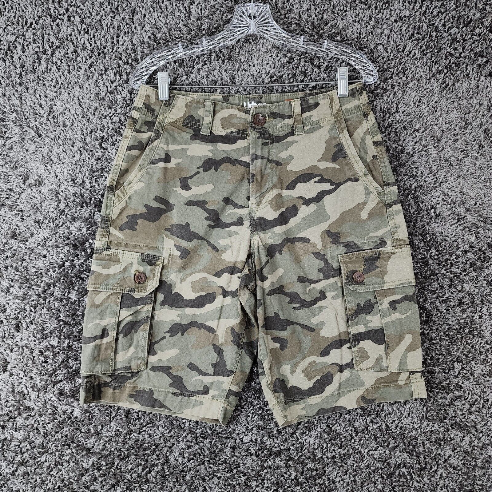 Vintage Urban Pipeline Mens Green Camouflage Super Flex Cargo Shorts ...