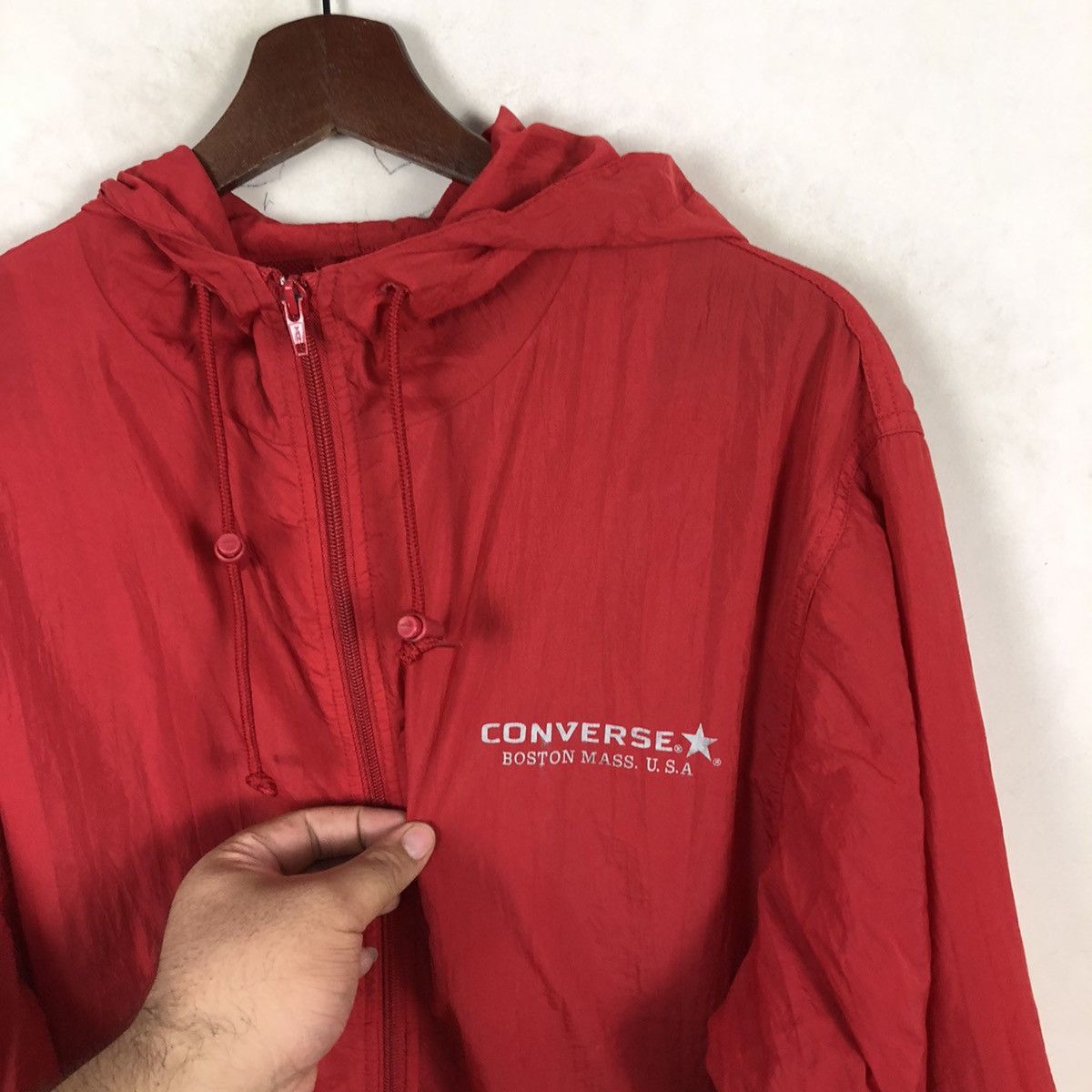 Converse × Vintage VINTAGE CONVERSE BOSTON MASS U.S.A LIGHT JACKET -RED Size US M / EU 48-50 / 2 - 3 Thumbnail